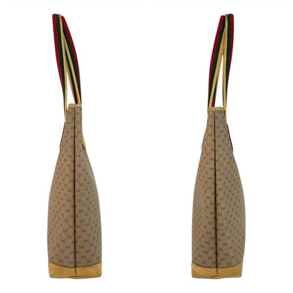 Gucci Vintage Micro GG Sherry Line Beige Tote Shoulder Bag