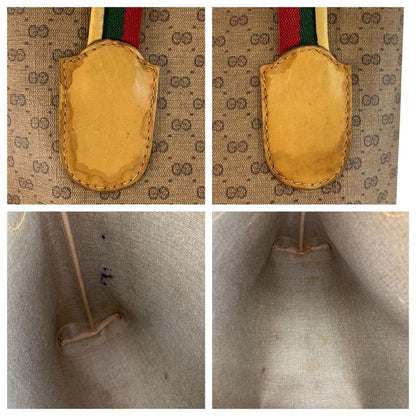 Gucci Vintage Micro GG Sherry Line Beige Tote Shoulder Bag