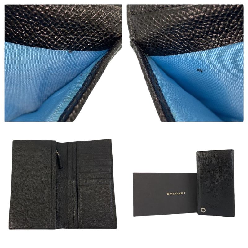 Bvlgari Black Silver Leather Wallet