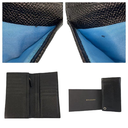 Bvlgari Black Silver Leather Wallet