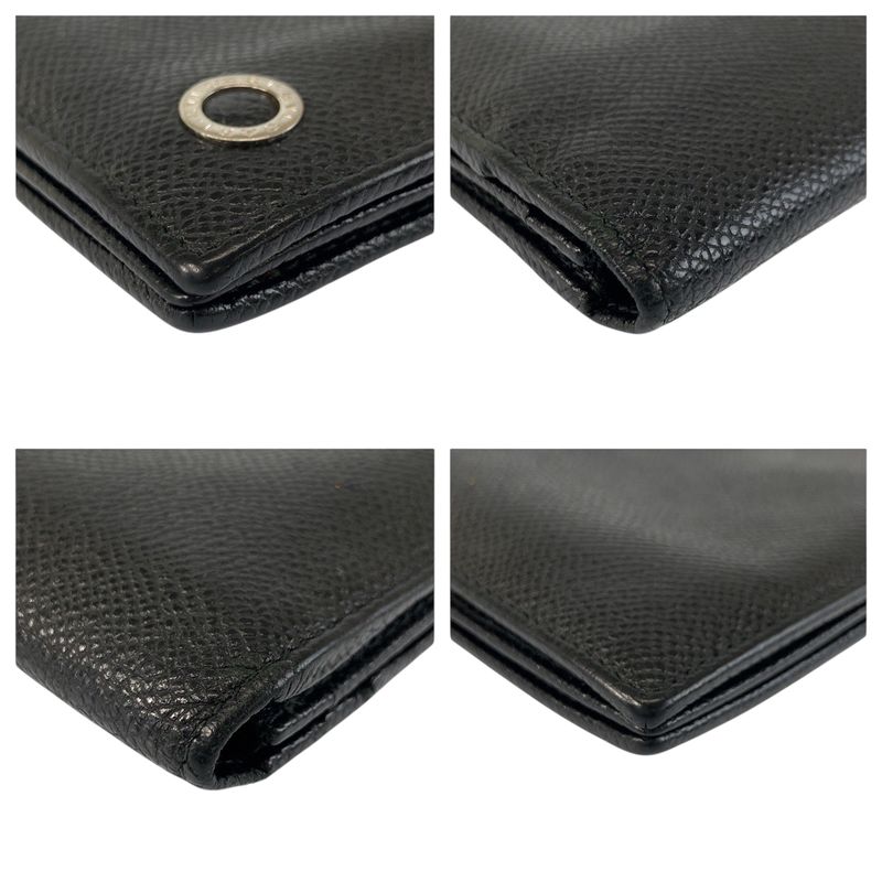 Bvlgari Black Silver Leather Wallet