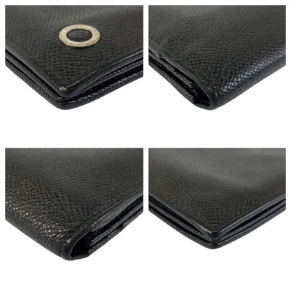 Bvlgari Black Silver Leather Wallet