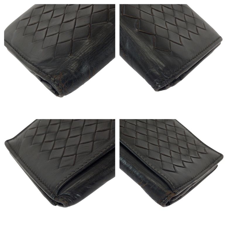 Bottega Veneta Intrecciato Brown Dark Leather Wallet