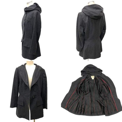 Hermes Hooded Jacket 40 Gray Wool Cashmere Vintage