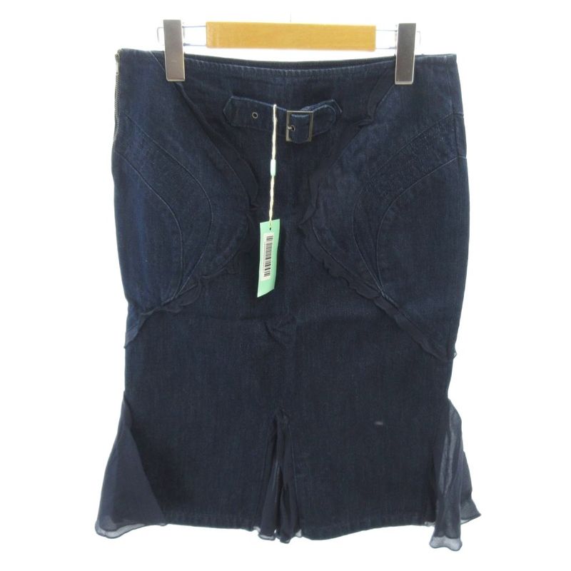 Versace Jeans Couture Set Denim Jacket Skirt Ruffle Cotton Knee Length 40