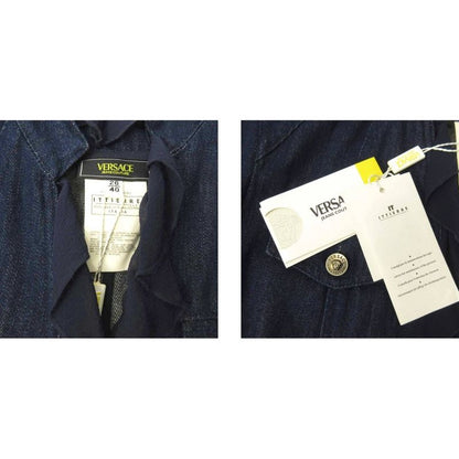 Versace Jeans Couture Set Denim Jacket Skirt Ruffle Cotton Knee Length 40