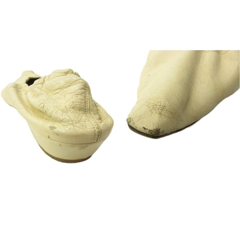 Bottega Veneta Ballet Shoes Flat Square Toe Leather 36.5 White