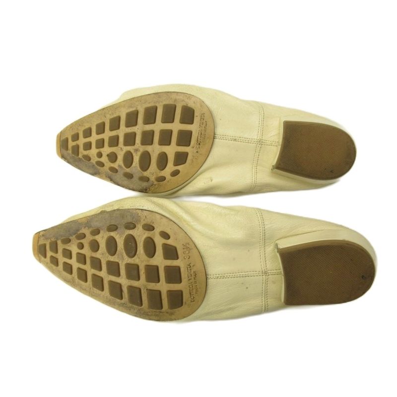 Bottega Veneta Ballet Shoes Flat Square Toe Leather 36.5 White