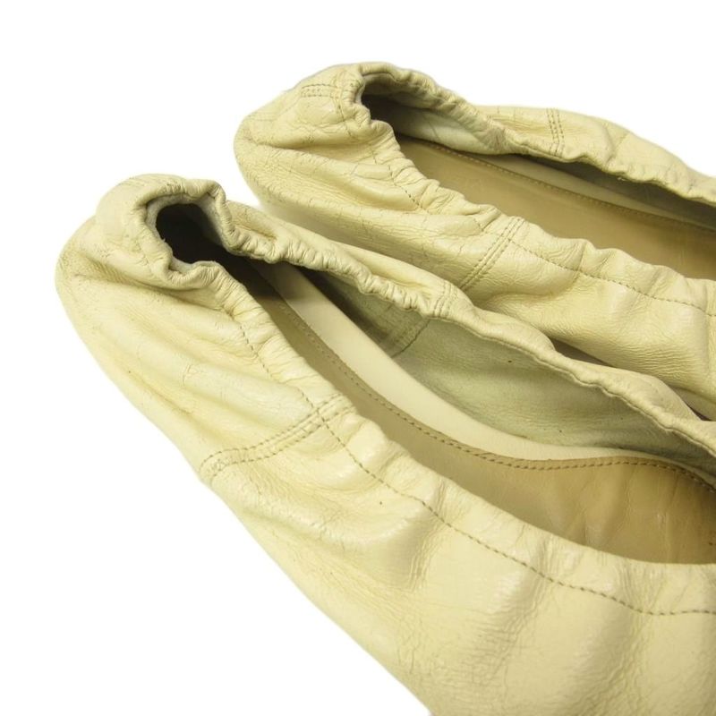 Bottega Veneta Ballet Shoes Flat Square Toe Leather 36.5 White