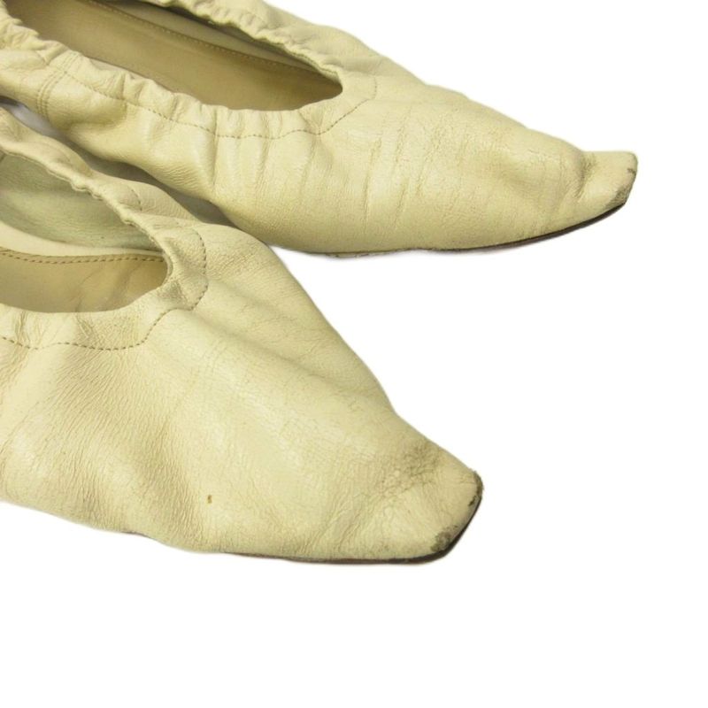 Bottega Veneta Ballet Shoes Flat Square Toe Leather 36.5 White