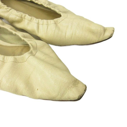 Bottega Veneta Ballet Shoes Flat Square Toe Leather 36.5 White