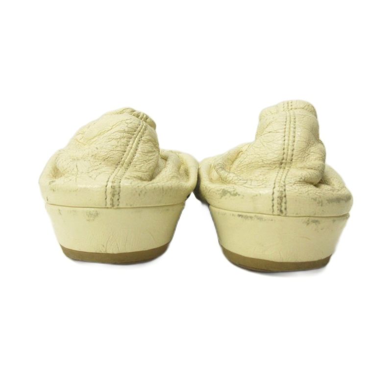 Bottega Veneta Ballet Shoes Flat Square Toe Leather 36.5 White