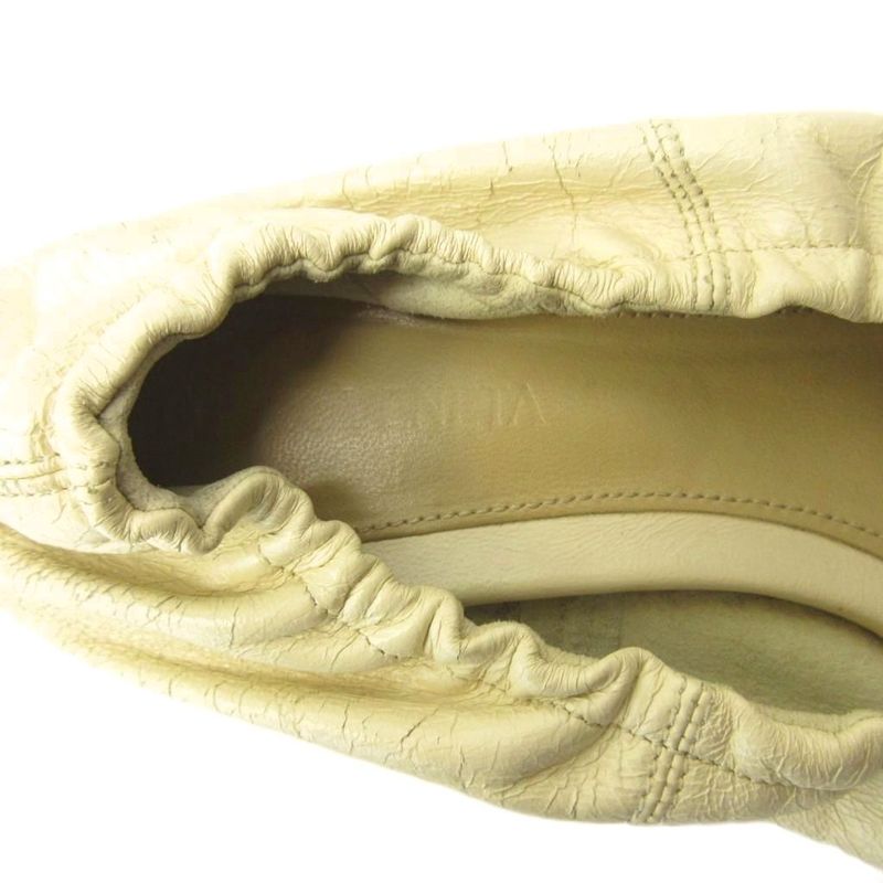 Bottega Veneta Ballet Shoes Flat Square Toe Leather 36.5 White