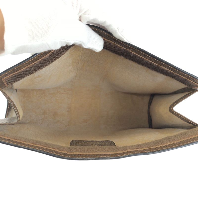 Gucci Vintage Beige Brown GG Plus Leather Clutch