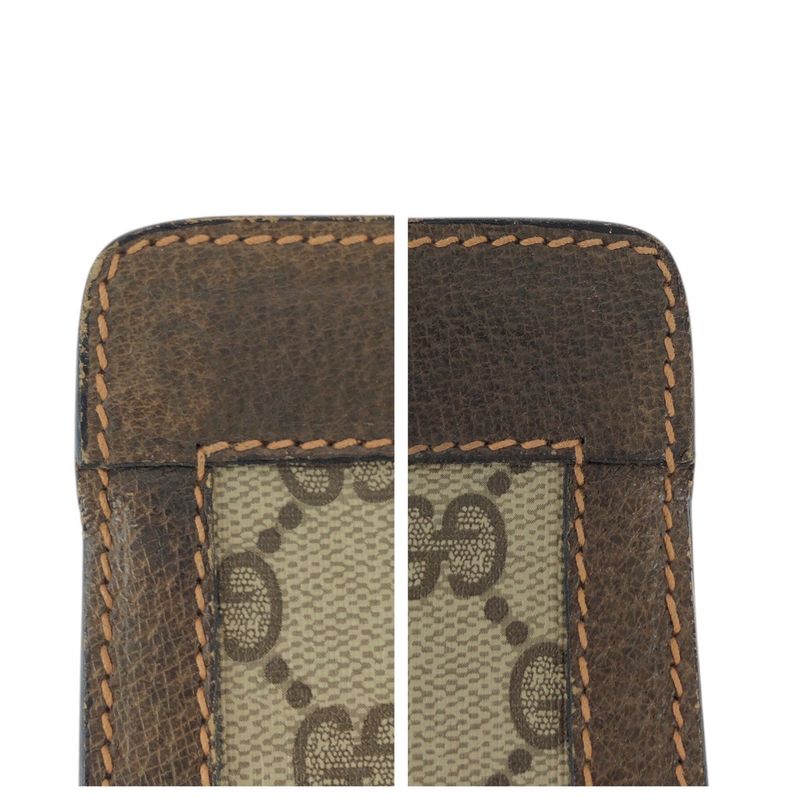 Gucci Vintage Beige Brown GG Plus Leather Clutch