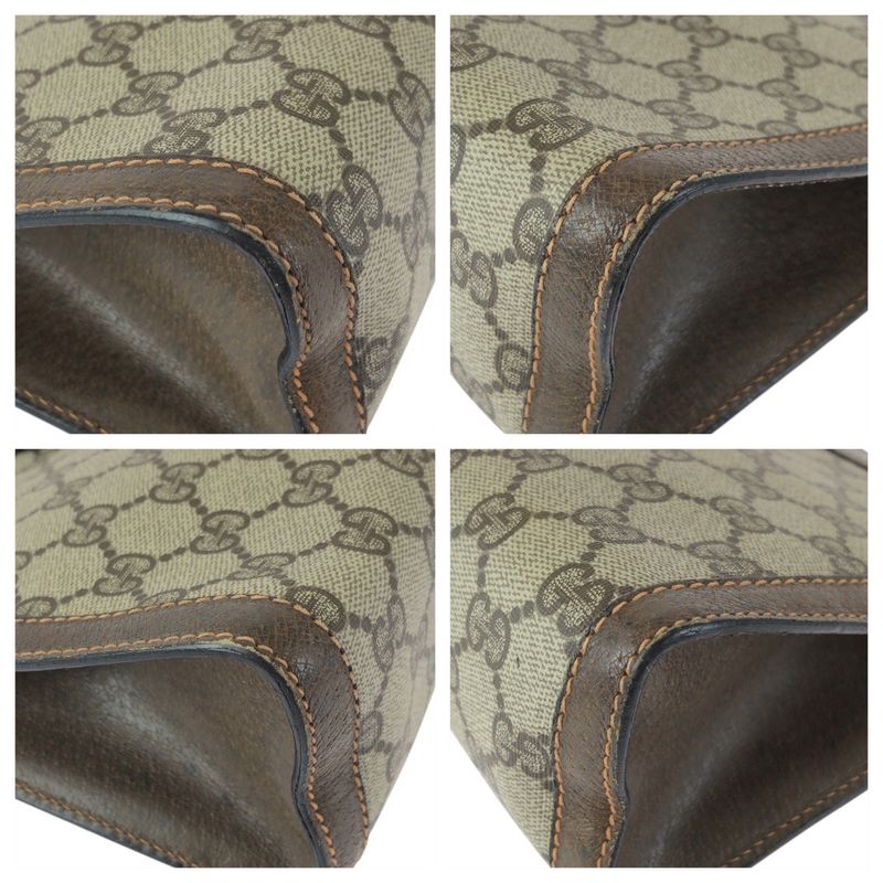 Gucci Vintage Beige Brown GG Plus Leather Clutch