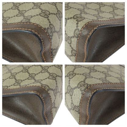 Gucci Vintage Beige Brown GG Plus Leather Clutch
