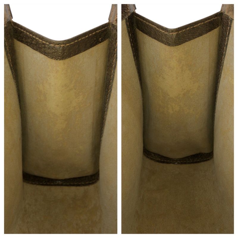 Gucci Vintage Beige Brown GG Plus Leather Clutch