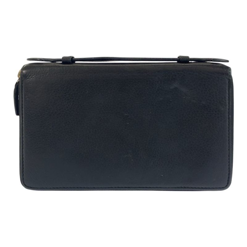 Gucci Soho Black Gold Leather Wallet Organizer Travel Document Case
