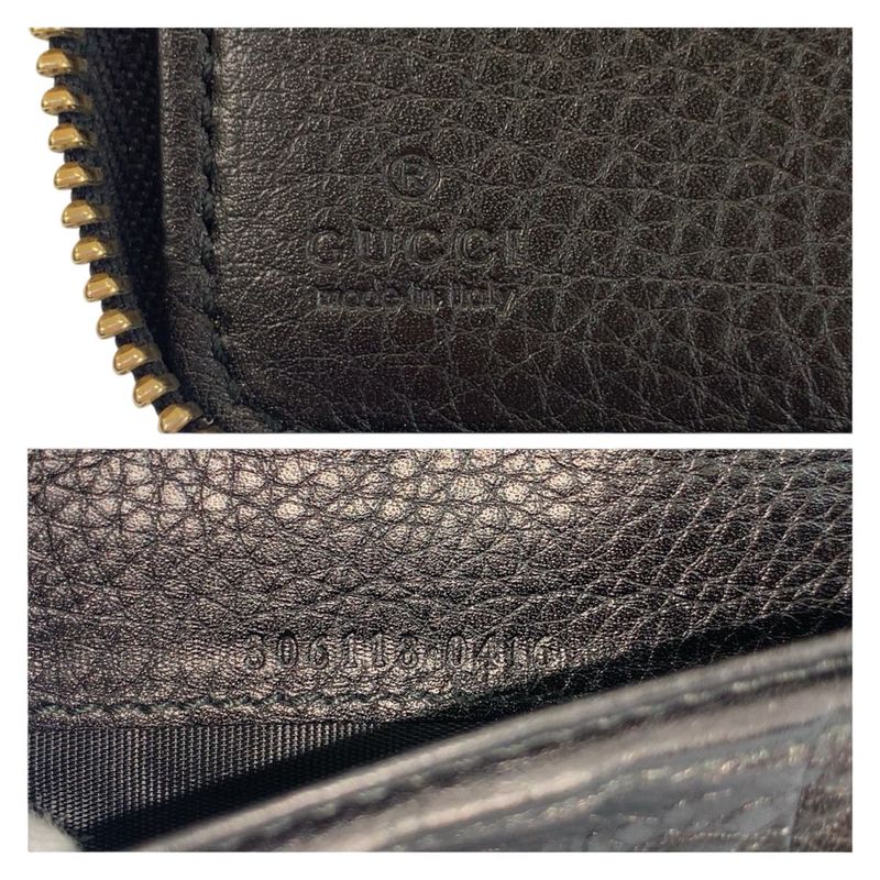 Gucci Soho Black Gold Leather Wallet Organizer Travel Document Case