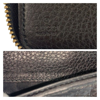 Gucci Soho Black Gold Leather Wallet Organizer Travel Document Case