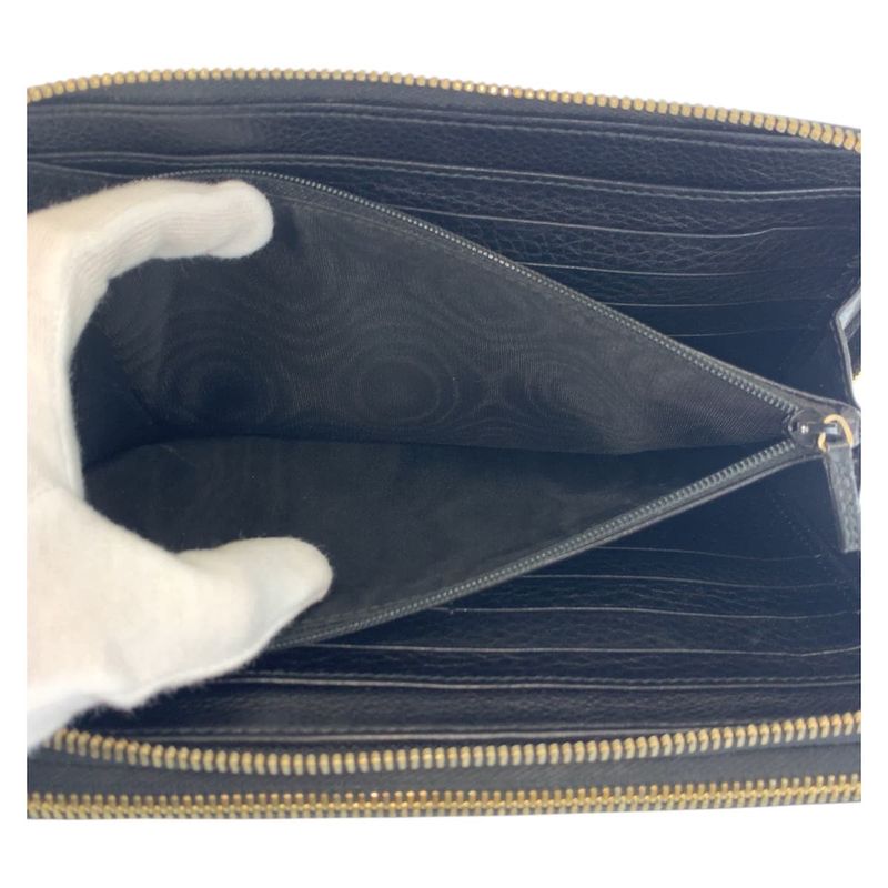 Gucci Soho Black Gold Leather Wallet Organizer Travel Document Case