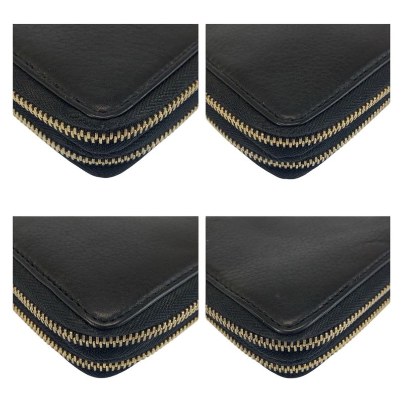 Gucci Soho Black Gold Leather Wallet Organizer Travel Document Case