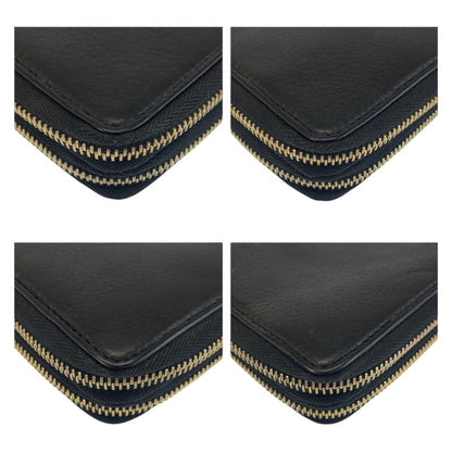 Gucci Soho Black Gold Leather Wallet Organizer Travel Document Case