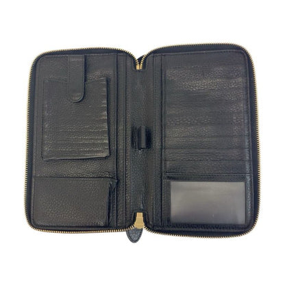Gucci Soho Black Gold Leather Wallet Organizer Travel Document Case