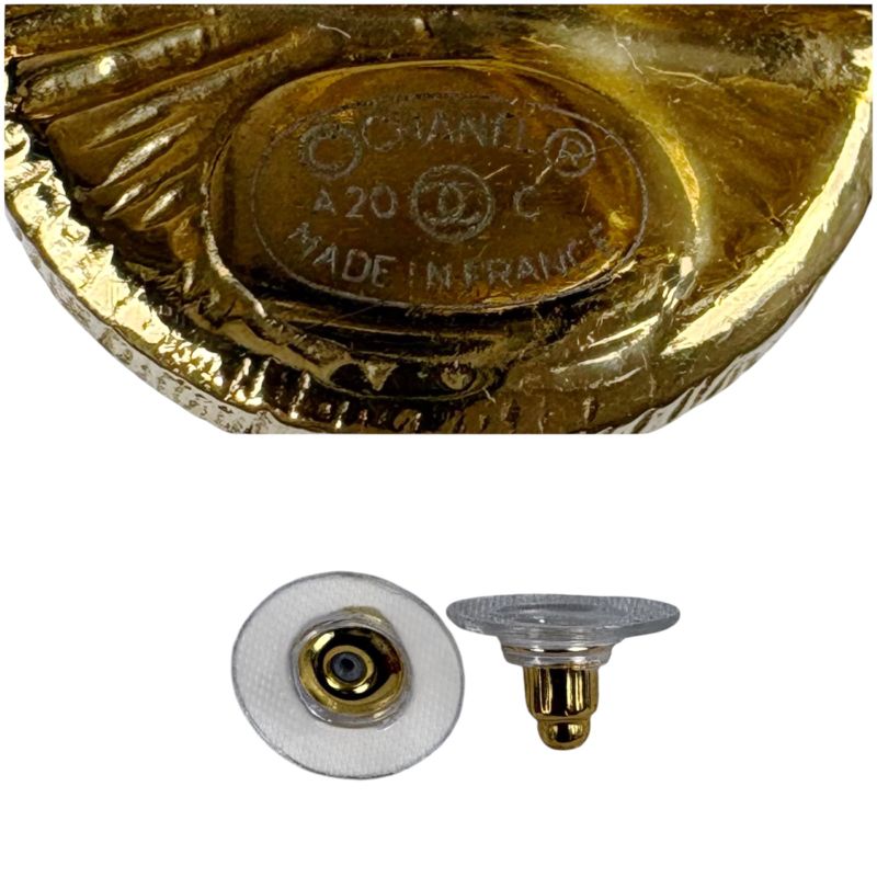 Chanel Collection 2 Hoop Earrings Pearl CC Logo Gold