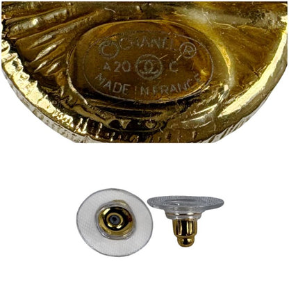 Chanel Collection 2 Hoop Earrings Pearl CC Logo Gold