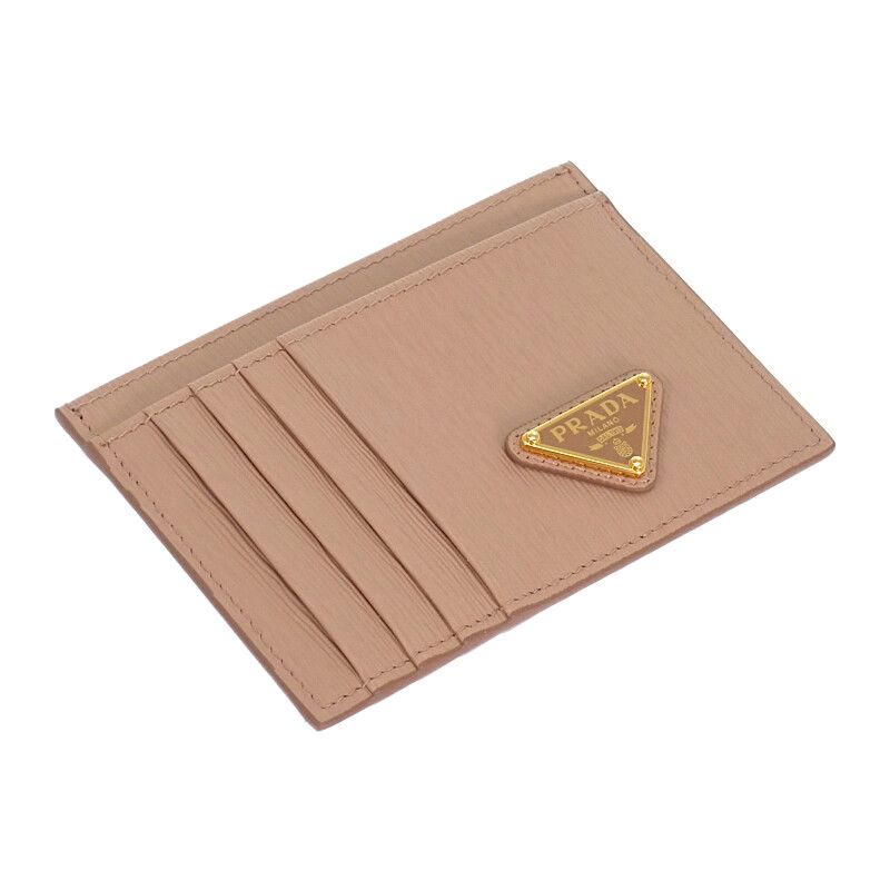 Prada Vitello Card Case Leather Cipria Gold