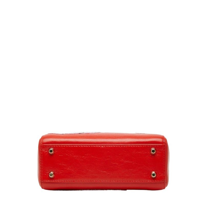 Dior Visual Lady Dior Mini 2-Way Shoulder Bag Red Leather