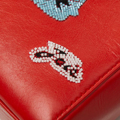 Dior Visual Lady Dior Mini 2-Way Shoulder Bag Red Leather