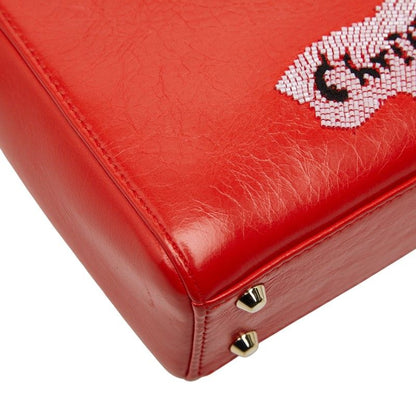 Dior Visual Lady Dior Mini 2-Way Shoulder Bag Red Leather