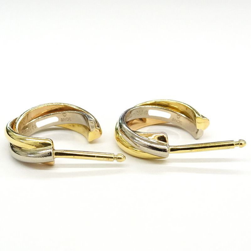 Cartier Trinity Earrings Small 18k Pink Gold WG YG 750 Pair