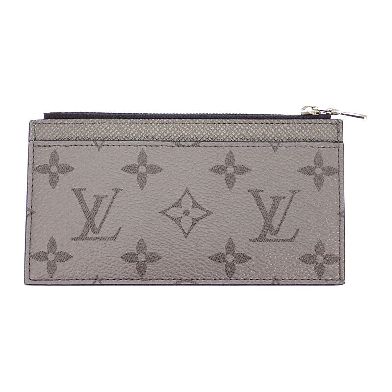 Louis Vuitton Coin Card Holder Case Purse Taigarama Gray Silver Cashless
