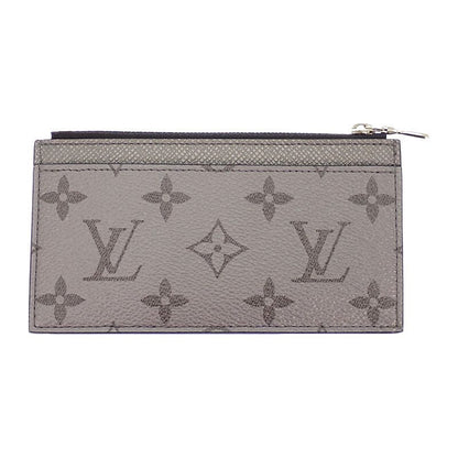 Louis Vuitton Coin Card Holder Case Purse Taigarama Gray Silver Cashless
