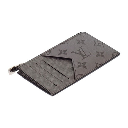 Louis Vuitton Coin Card Holder Case Purse Taigarama Gray Silver Cashless