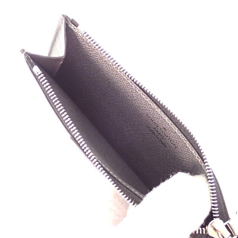 Louis Vuitton Coin Card Holder Case Purse Taigarama Gray Silver Cashless
