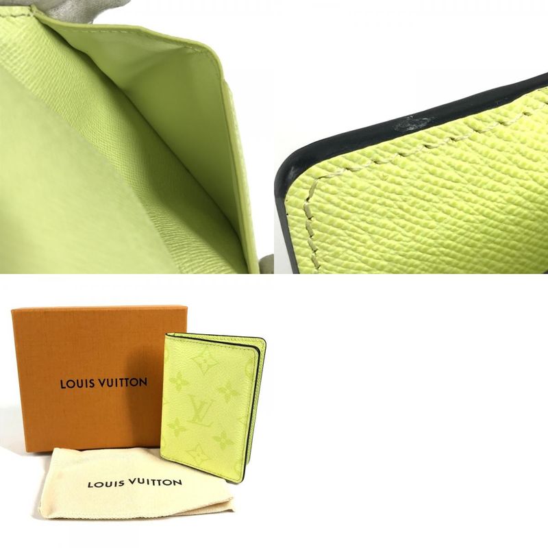 Louis Vuitton Card Case Organizer de Poche Taiga Leather Lemon Yellow