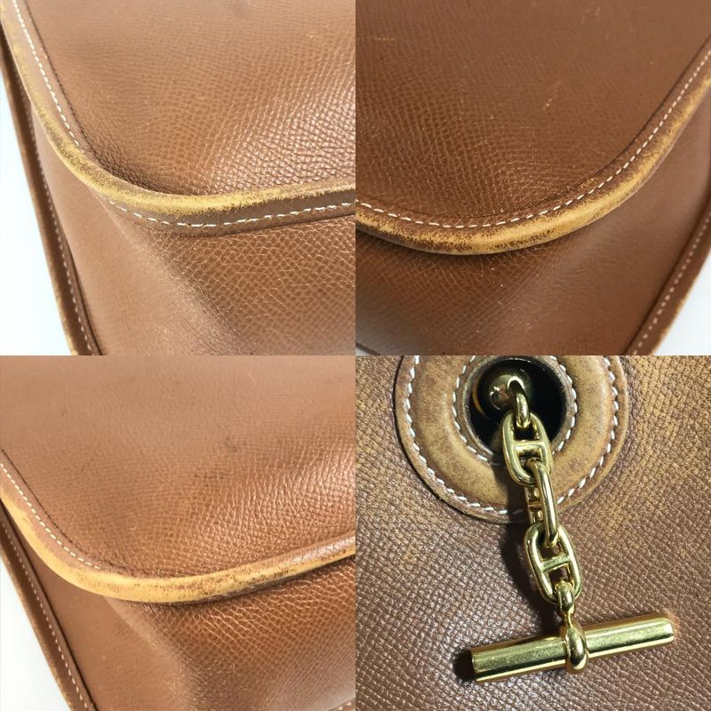 Hermes Shoulder Bag Vespa PM Leather Brown