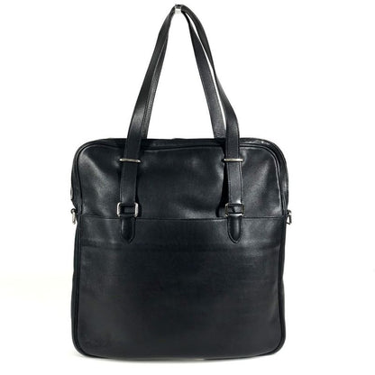 Hermes Shoulder Bag Logo Leather Black