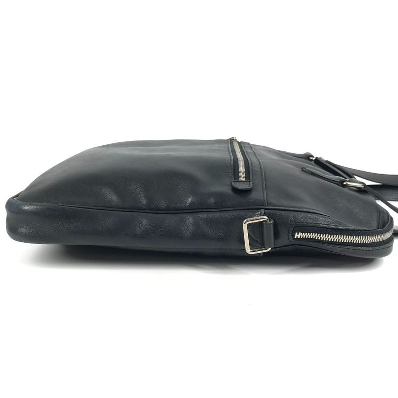 Hermes Shoulder Bag Logo Leather Black
