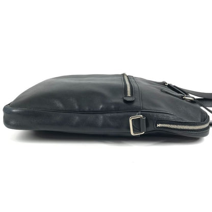 Hermes Shoulder Bag Logo Leather Black