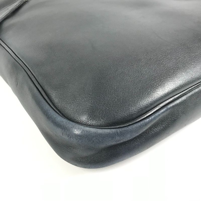 Hermes Shoulder Bag Logo Leather Black