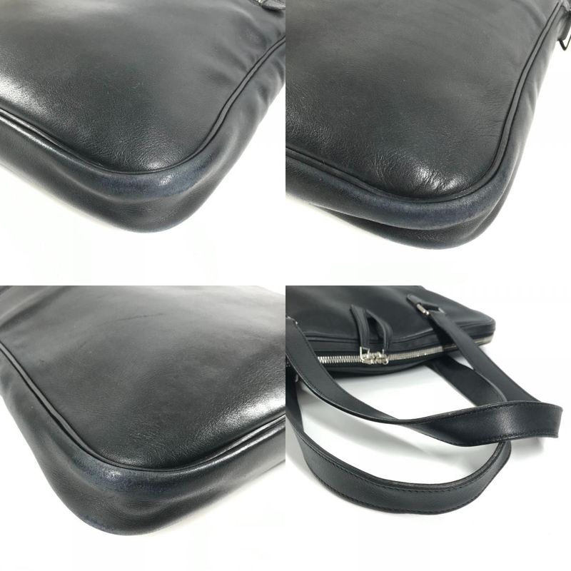 Hermes Shoulder Bag Logo Leather Black