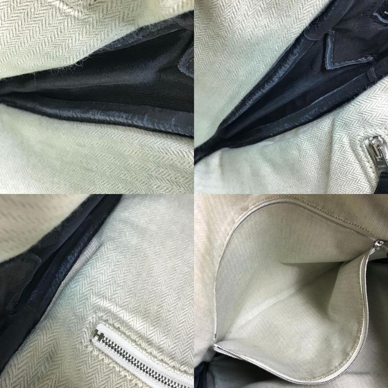 Hermes Shoulder Bag Logo Leather Black