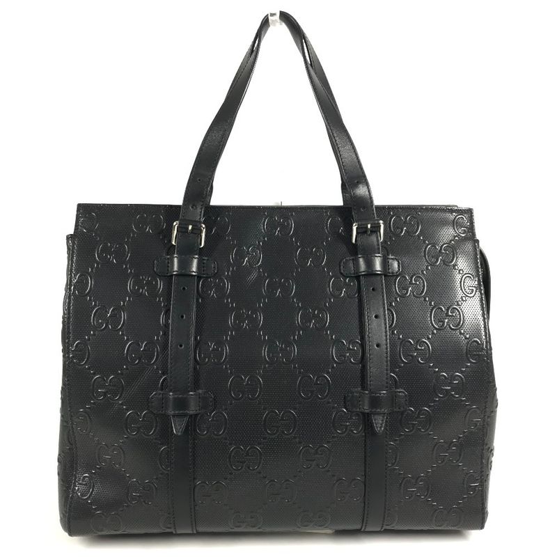 Gucci Shoulder Bag Logo Leather Black