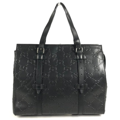 Gucci Shoulder Bag Logo Leather Black
